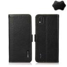 For Nokia C2 2nd Edition KHAZNEH Side-Magnetic Litchi Genuine Leather RFID Phone Case(Black) - 1