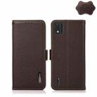 For Nokia C2 2nd Edition KHAZNEH Side-Magnetic Litchi Genuine Leather RFID Phone Case(Brown) - 1