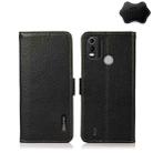 For Nokia C21 Plus KHAZNEH Side-Magnetic Litchi Genuine Leather RFID Phone Case(Black) - 1