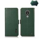 For Nokia C21 KHAZNEH Side-Magnetic Litchi Genuine Leather RFID Phone Case(Green) - 1