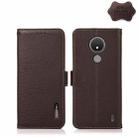 For Nokia C21 KHAZNEH Side-Magnetic Litchi Genuine Leather RFID Phone Case(Brown) - 1