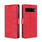 For Google Pixel 7 5G Skin Feel Crocodile Magnetic Clasp Leather Phone Case(Red) - 2