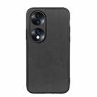 For Honor 70 Fine Hole Version  Two-color Cowhide Texture PU Shockproof Phone Case(Black) - 1