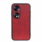 For Honor 70 Fine Hole Version  Two-color Cowhide Texture PU Shockproof Phone Case(Red) - 1