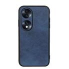 For Honor 70 Fine Hole Version  Two-color Cowhide Texture PU Shockproof Phone Case(Blue) - 1