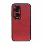 For Honor 70 Pro Fine Hole Version Two-color Cowhide Texture PU Shockproof Phone Case(Red) - 1