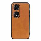 For Honor 70 Pro Fine Hole Version Two-color Cowhide Texture PU Shockproof Phone Case(Brown) - 1