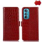 For Motorola Edge 30 5G Crocodile Top Layer Cowhide Leather Phone Case(Red) - 1