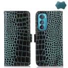 For Motorola Edge 30 5G Crocodile Top Layer Cowhide Leather Phone Case(Green) - 1