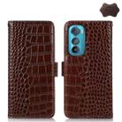 For Motorola Edge 30 5G Crocodile Top Layer Cowhide Leather Phone Case(Brown) - 1