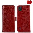 For Nokia C2 2nd Edition Crocodile Top Layer Cowhide Leather Phone Case(Red) - 1