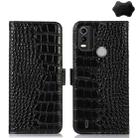 For Nokia C21 Plus Crocodile Top Layer Cowhide Leather Phone Case(Black) - 1