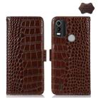 For Nokia C21 Plus Crocodile Top Layer Cowhide Leather Phone Case(Brown) - 1