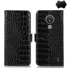 For Nokia C21 Crocodile Top Layer Cowhide Leather Phone Case(Black) - 1