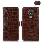For Nokia C21 Crocodile Top Layer Cowhide Leather Phone Case(Brown) - 1