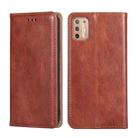 For Motorola Moto G9 Plus Pure Color Magnetic Leather Phone Case(Brown) - 1