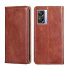 For OPPO A57 5G 2022 / Realme Q5i Pure Color Magnetic Leather Phone Case(Brown) - 1