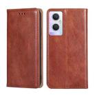For OPPO A96 5G Pure Color Magnetic Leather Phone Case(Brown) - 1