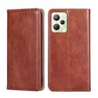 For OPPO Realme C35 Pure Color Magnetic Leather Phone Case(Brown) - 1