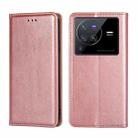 For vivo X80 Pro China Pure Color Magnetic Leather Phone Case(Rose Gold) - 1