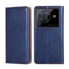 For vivo X80 Pro China Pure Color Magnetic Leather Phone Case(Blue) - 1