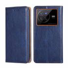 For vivo X80 China Pure Color Magnetic Leather Phone Case(Blue) - 1