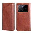 For vivo X80 China Pure Color Magnetic Leather Phone Case(Brown) - 1