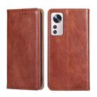 For Xiaomi 12 Pro Pure Color Magnetic Leather Phone Case(Brown) - 1