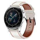 For Huawei Watch GT 3 46mm Sewing Thread Genuine Leather Watch Band(White) - 1