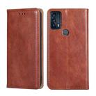 For TCL 20B 6159K Pure Color Magnetic Leather Phone Case(Brown) - 1