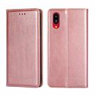 For Sharp Simple Sumaho 6-A201SH Pure Color Magnetic Leather Phone Case(Rose Gold) - 1
