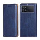 For vivo iQOO 9 5G Pure Color Magnetic Leather Phone Case(Blue) - 1