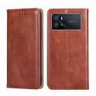 For vivo iQOO 9 5G Pure Color Magnetic Leather Phone Case(Brown) - 1