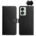 For OnePlus Nord 2T 5G Genuine Leather Fingerprint-proof Horizontal Flip Phone Case(Black) - 1