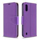 For Xiaomi Redmi K30 Litchi Texture Pure Color Horizontal Flip PU Leather Case with Holder & Card Slots & Wallet & Lanyard(Purple) - 1