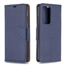 For Huawei P40 Pro Litchi Texture Pure Color Horizontal Flip PU Leather Case with Holder & Card Slots & Wallet & Lanyard(Dark Blue) - 1