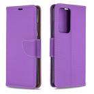 For Huawei P40 Pro Litchi Texture Pure Color Horizontal Flip PU Leather Case with Holder & Card Slots & Wallet & Lanyard(Purple) - 1