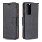 For Huawei P40 Litchi Texture Pure Color Horizontal Flip PU Leather Case with Holder & Card Slots & Wallet & Lanyard(Black) - 1