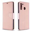 For Galaxy A21 Litchi Texture Pure Color Horizontal Flip PU Leather Case with Holder & Card Slots & Wallet & Lanyard(Rose Gold) - 1