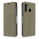 For Galaxy A21 Litchi Texture Pure Color Horizontal Flip PU Leather Case with Holder & Card Slots & Wallet & Lanyard(Grey) - 1