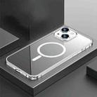 For iPhone 13 Transparent MagSafe Magnetic Phone Case with Lens Film(Silver) - 1