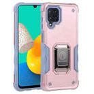 For Samsung Galaxy M32 / M22 / M21 Ring Holder Non-slip Armor Phone Case(Rose Gold) - 1