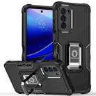 For Motorola Moto G52 Ring Holder Non-slip Armor Phone Case(Black) - 1