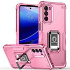 For Motorola Moto G52 Ring Holder Non-slip Armor Phone Case(Pink) - 1