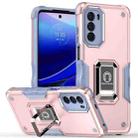 For Motorola Moto G52 Ring Holder Non-slip Armor Phone Case(Rose Gold) - 1