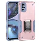 For Motorola Moto G22 5G Ring Holder Non-slip Armor Phone Case(Rose Gold) - 1