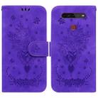 For LG K41S / K51S Butterfly Rose Embossed Leather Phone Case(Purple) - 1