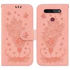 For LG K41S / K51S Butterfly Rose Embossed Leather Phone Case(Pink) - 1