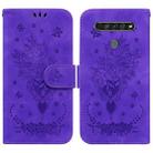 For LG K61 Butterfly Rose Embossed Leather Phone Case(Purple) - 1