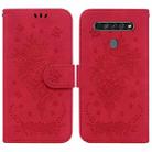 For LG K61 Butterfly Rose Embossed Leather Phone Case(Red) - 1